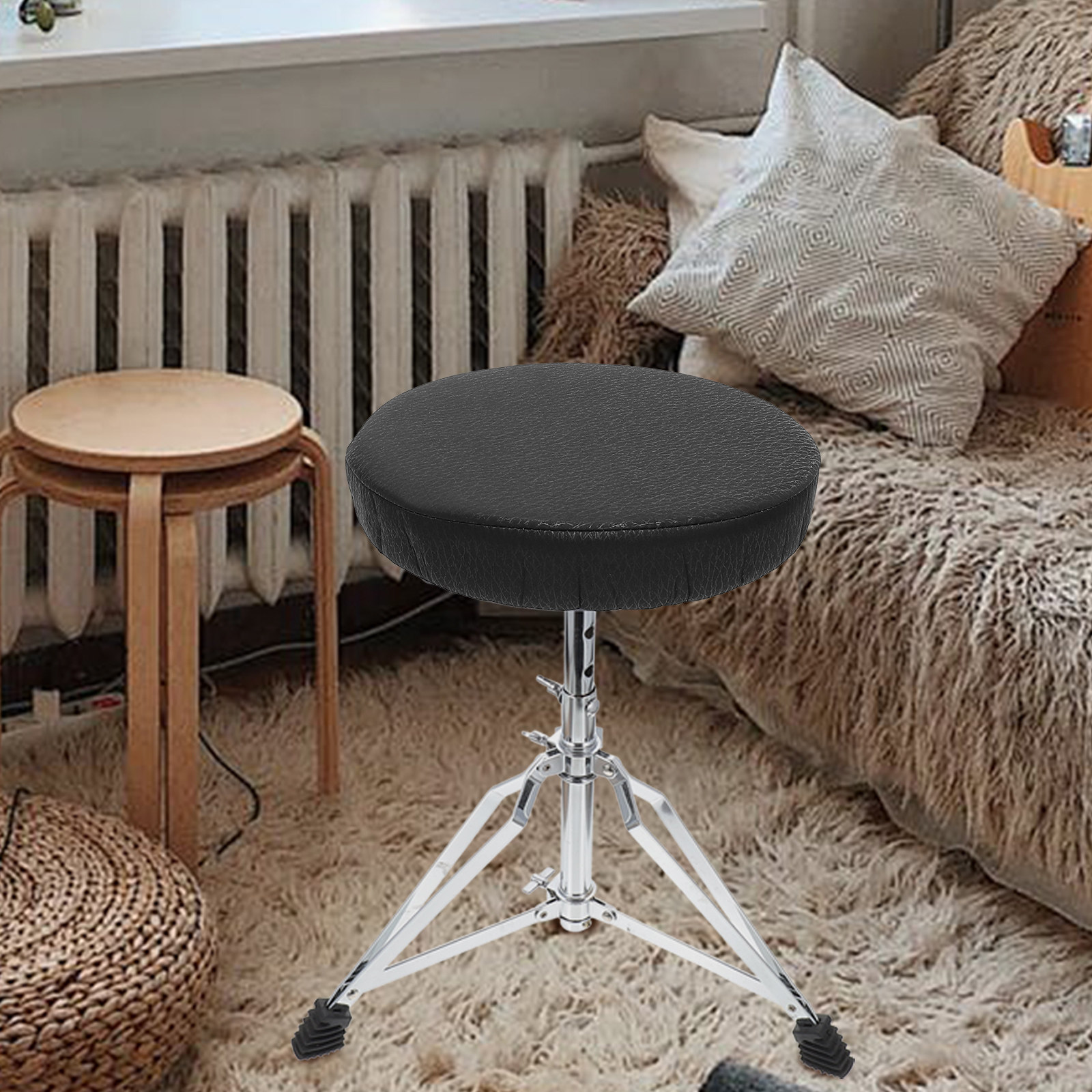 슈퍼 라운드 스툴 커버 블랙 코튼 폴리에스터 탄성 스폰 - Home Bar Stools 리뷰 및 가격